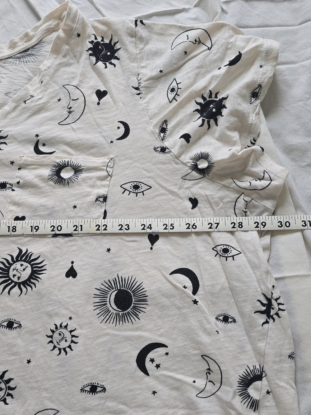 torrid Cream V‑Neck Tee with Black Celestial Print - Picture 5 of 6